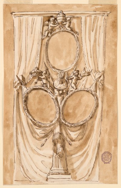 Dekor for portrett av pave Pius VI og kongeparet av Giuseppe Barberi