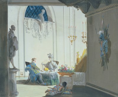Don Juan og kommandanten: Banketten (akvarell) av Giuseppe Bernardino Bison