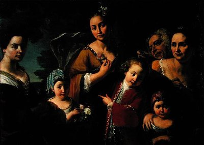 Familieportrettgruppe (olje på lerret) av Giuseppe Bonito