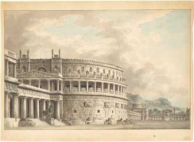 Arkitektonisk fantasi om et storslått gammelt mausoleum av Giuseppe Borsato