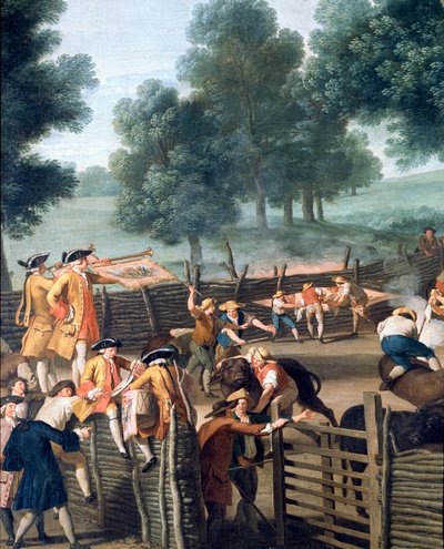 Husdyrmerking nær Roma. Publikum til aristokratene, detalj (maleri av Giuseppe Bottani