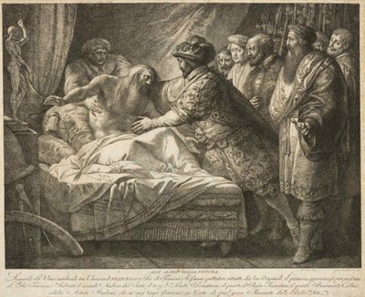 Allegori om maleri Leonardo da Vincis død, ca. 1790. av Giuseppe Cades