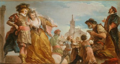Møtet mellom Gautier, grev av Antwerpen, og hans datter, Violante av Giuseppe Cades