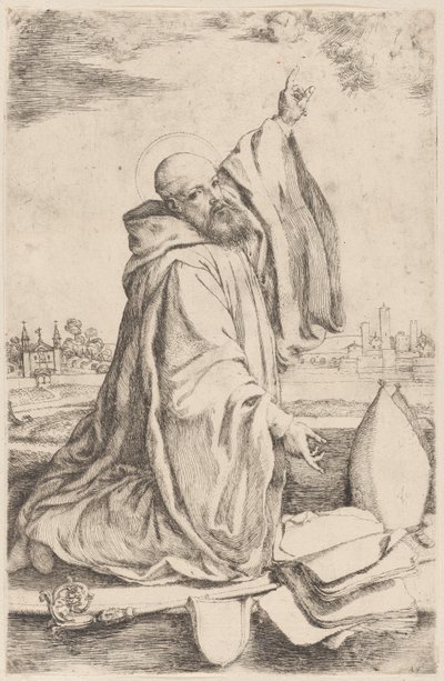 En hellig biskop av benediktinerordenen..., 1620-30. av Giuseppe Caletti