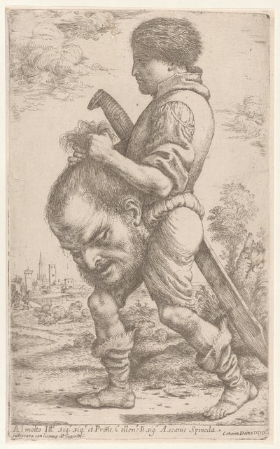 David bærer hodet til Goliat, som han holder i håret, 1620-30. av Giuseppe Caletti