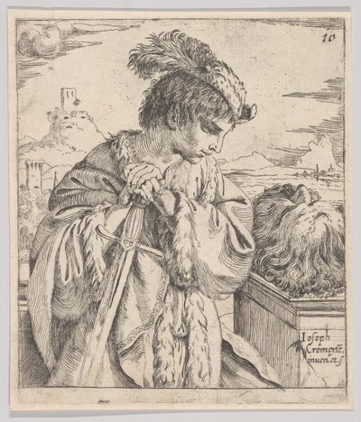 David ser på hodet til Goliat, 1620-30. av Giuseppe Caletti