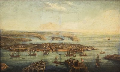 Utsikt over Grand Harbour, Marsamxett og Valletta av Giuseppe Caloriti