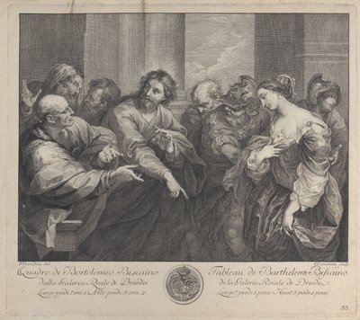 Kristus og kvinnen tatt i utroskap, 1750-57. av Giuseppe Camerata