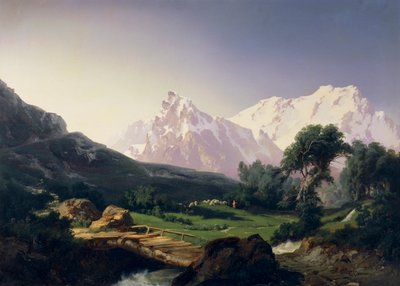Alpintoppene, Gressoney Valley, av Giuseppe Camino (1818-1890) av Giuseppe Camino