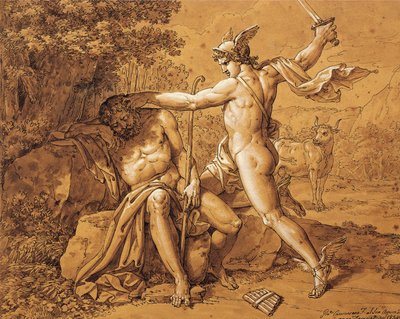 Italia, Mercury dreper Argus for å redde nymfen (Mercury dreper Argo for å redde nymfen) av Giuseppe Cammarano (1766-1859) gitt av kunstneren til Gaetano Donizetti, tegning av Giuseppe Cammarano