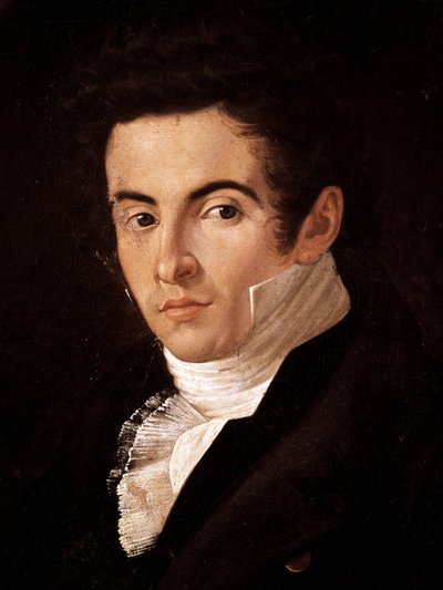 : Portrett av komponisten Vincenzo Bellini (1801-1835). Maleri av Giuseppe Cammarano (1766-1850). Napoli, nasjonalmuseet i San Martino (San Martino nasjonalmuseum) av Giuseppe Cammarano