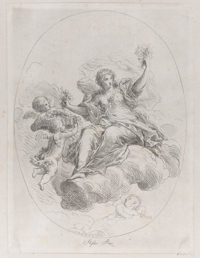 Allegorisk figur på en sky med putti, etter Stefano Pozzi, ca. 1745-1802. av Giuseppe Canale
