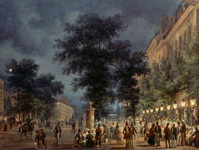 Kafé i Paris om natten av Giuseppe Canella