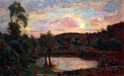 Solnedgang i Engadine, av Giuseppe Carozzi (1864-1938) av Giuseppe Carozzi