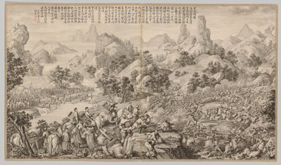 Breaking Through the Siege at Hesui: fra Battle Scenes of the Quelling of Rebellions..., ca. 1765-17 av Giuseppe Castiglione