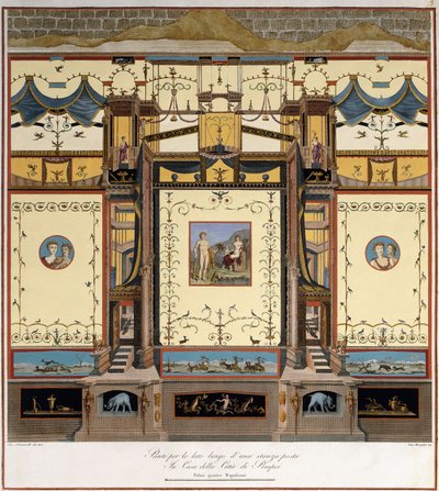 En lengde med langvegg i et rom i et hus i Pompeii av Giuseppe Chiantarelli