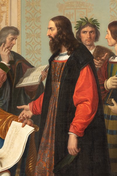 Retten til Ludovico il Moro, detalj med Leonardo Da Vinci av Giuseppe Diotti