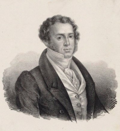 Portrett av komponisten Saverio Mercadante 1795-1870. av Giuseppe Gozzini