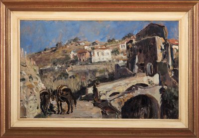 Landskap (olje på panel) av Giuseppe Graziosi