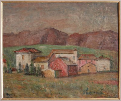 Landsby ved foten av fjellene (olje på lerret) av Giuseppe Graziosi