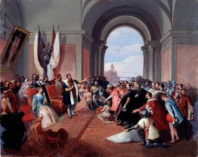 Andrea Doria nekter Genovas krone, av Giuseppe Isola (1808-1893), ca. 1868 (olje på lerret) av Giuseppe Isola