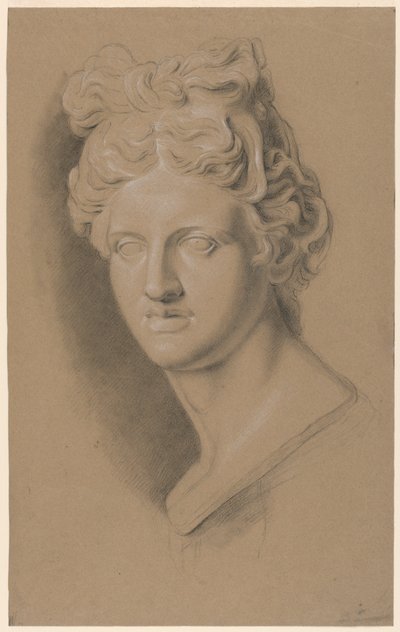 Akademisk studie av en rollebesetning av en klassisk kvinnebyste av Giuseppe Longhi
