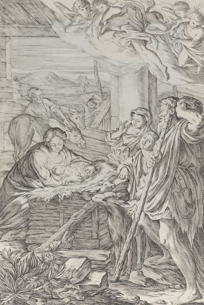 Tilbedelse av hyrdene, 1654-1718. av Giuseppe Maria Mitelli