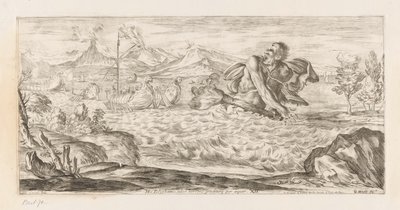 Polyphemus achtervolgt de vloot av Aeneas Her er Polyphemus tilstede, grusomt, skridende over sletten (tittel på objekt) Omzwervingen van Aeneas (serietittel) L