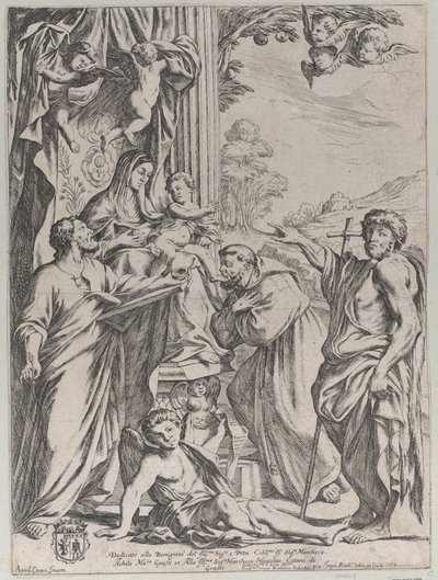 Jomfruen tronet med tre hellige, 1668. av Giuseppe Maria Mitelli