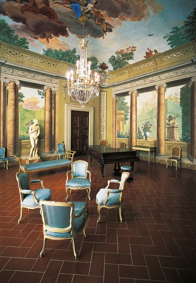 Fresker malt i 1777-1778 av Giuseppe Maria Terreni (1739-1811) i Room of Four Seasons, Villa del Poggio Imperiale (Villa of Imperial Hill), Firenze, Italia av Giuseppe Maria Terreni