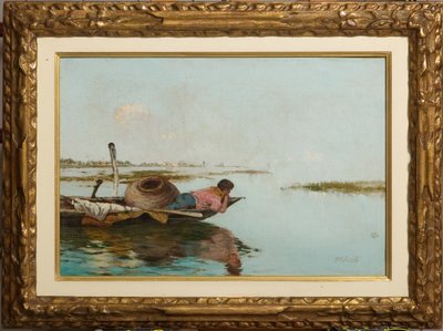 Ro, venetiansk lagune (olje på lerret) av Giuseppe Miti Zanetti
