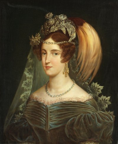 Portrett av Maria Cristina av Savoy 1812-1836, dronning av de to Siciliene, 1830. av Giuseppe Navarra