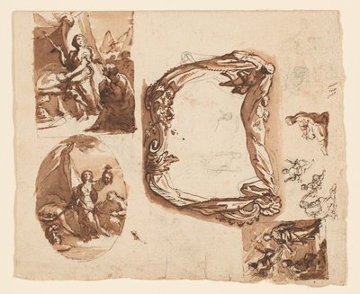 Judith og Holofernes og andre studier (recto); Diana og Endymion (verso) av Giuseppe Nicola Nasini