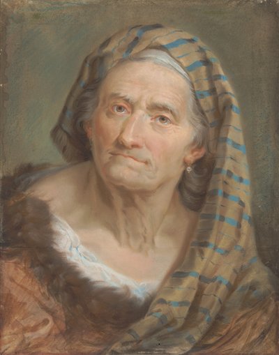 En eldre kvinne i et stripete sjal av Giuseppe Nogari