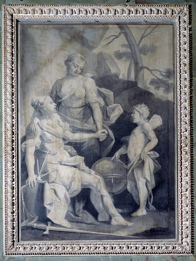 Nasjonens geni med rettferdighet og fred (monokrom tegning av Giuseppe Paganelli