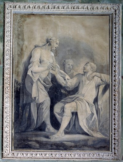 Menneskeheten hjelper ulykken (monokrom tegning av Giuseppe Paganelli