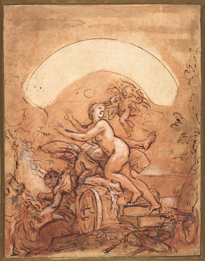 Auroras stevnemøte med avbrutt tid, ca. 1700 (gouache på papir) av Giuseppe Passeri