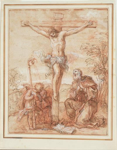 Saint Augustine og to engler som tilber krusifikset av Giuseppe Passeri