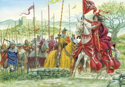 Eleonore d#39;Arboree (1340-1404) i spissen for sin hær på Sardinia av Giuseppe Rava