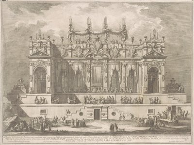 Seconda Macchina for Chinea av 1764: Et storslått galleri opplyst om natten av Giuseppe Vasi, after Giuseppe Palazzi, after Paolo Posi