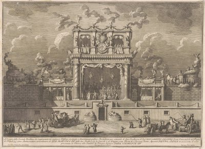 Seconda Macchina for Chinea av 1769: En bygning for offentlig underholdning av Giuseppe Vasi, after Giuseppe Palazzi, after Paolo Posi