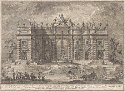 Seconda Macchina for Chinea av 1772: A Square with a Game Market and the Pantheon Fountain av Giuseppe Vasi, after Giuseppe Palazzi, after Paolo Posi