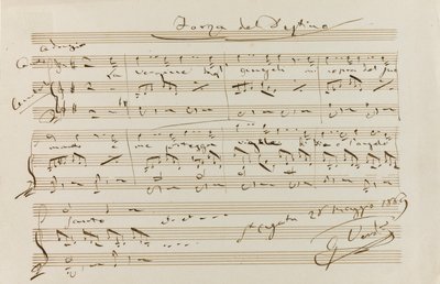 Musikalsk sitat fra The Force of Destiny, St Agata, 28. mai 1869, 1869. av Giuseppe Verdi