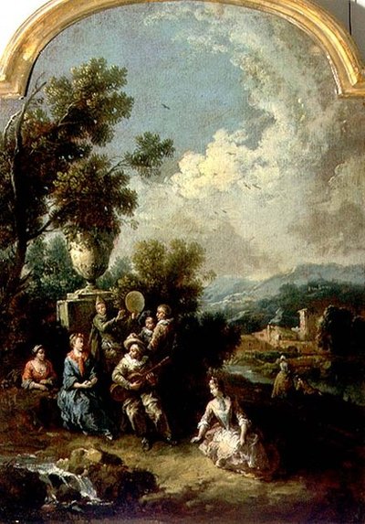 En friluftskonsert (olje på lerret) av Giuseppe Zais