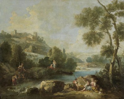 Landskap med figurer av Giuseppe Zaïs (attributed to)