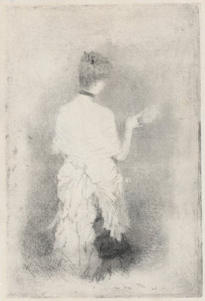 Elegant ung kvinne sett bakfra av Giuseppe de Nittis