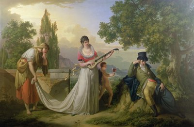En romantisk allegorisk scene av Giuseppe or Josef Grassi
