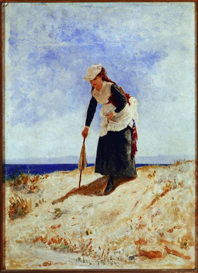 A Woman on the Sand (olje på lerret av Giuseppe or Joseph de Nittis
