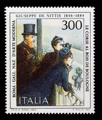 Frimerke fra italiensk kunstserie som hedrer Giuseppe de Nittis (1846-1884), 300-liters frimerke av Giuseppe or Joseph de Nittis