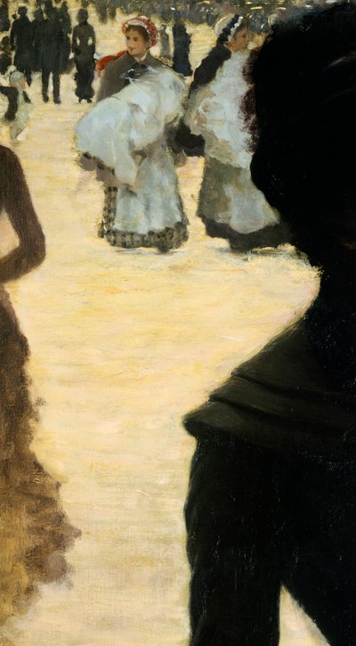 Tilbake fra Bois de Boulogne, Lady with a Dog, av Giuseppe de Nittis, detalj av Giuseppe or Joseph de Nittis
